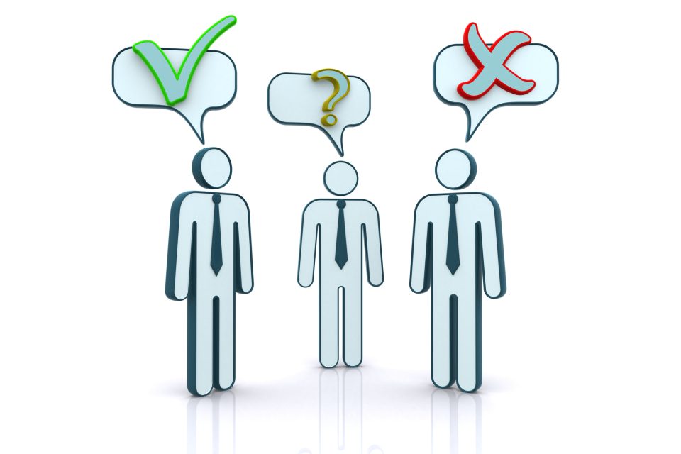 three people saying yes maybe no